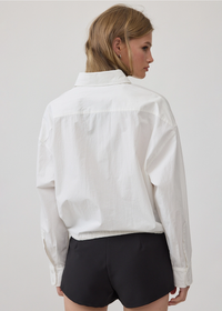 Drawstring Hem Relaxed Shirt - White