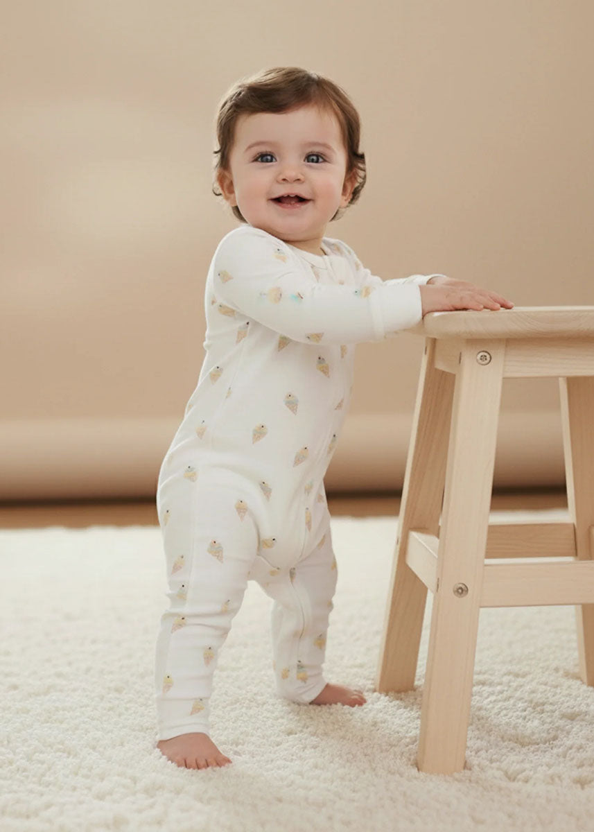 Organic 2-Way Zipper Romper - Ice Cream