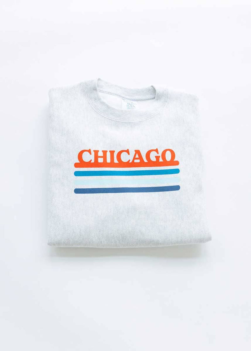 Chicago Retro Stripe Champion Sweatshirt - Red & Blue Combo