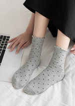 Ruffle Edge Polka Dot Socks - Gray