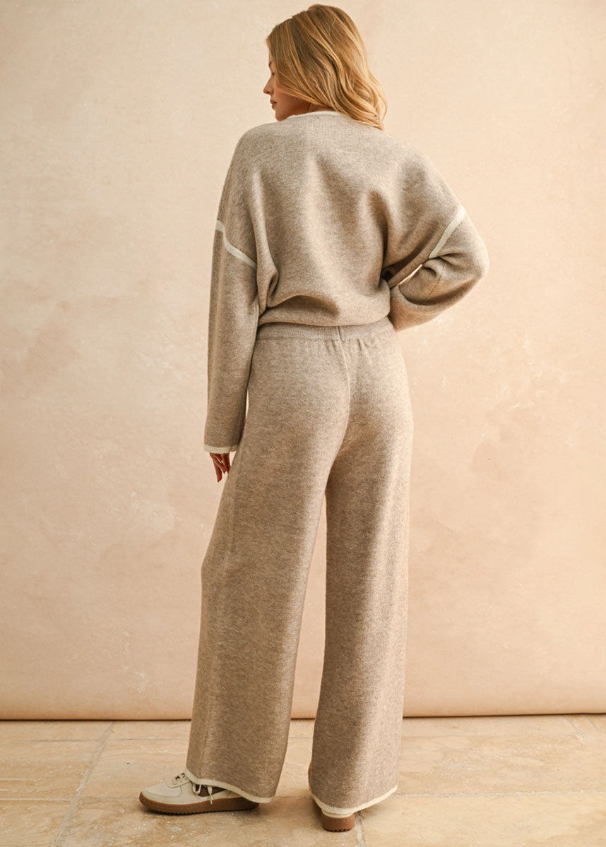 Pepper Wide Leg Knit Pant - Mocha