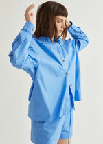 Kaia Oversized Shirt & Shorts Set - Blue