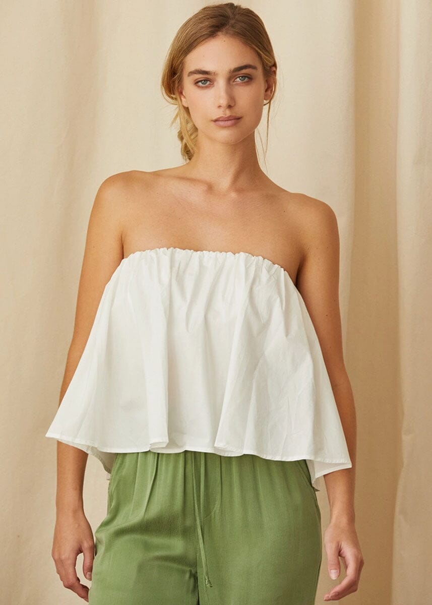 Kaeley Poplin Tube Top - White