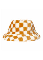 Furry Bucket Hat - Toffee Check