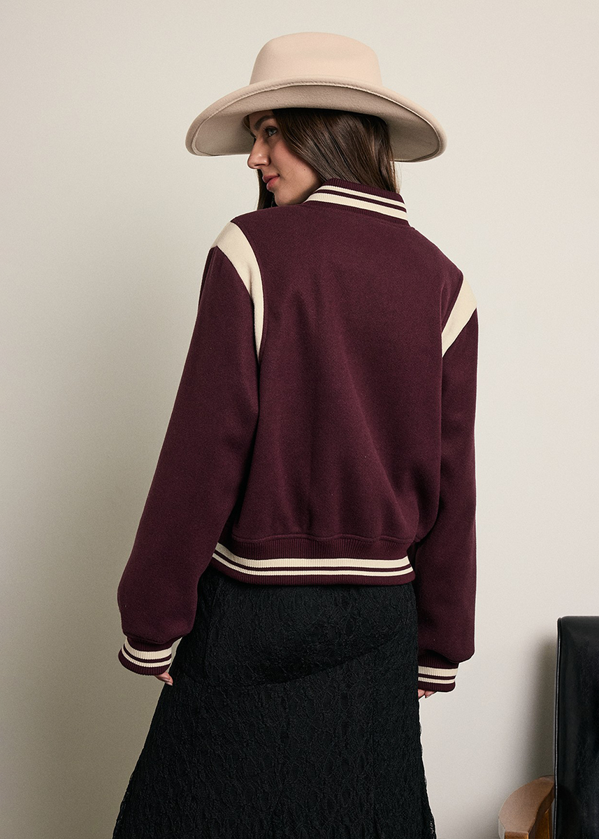 Raphi Varsity Bomber Jacket - Wine