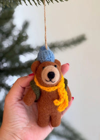 Bear Trekking Felt Ornament