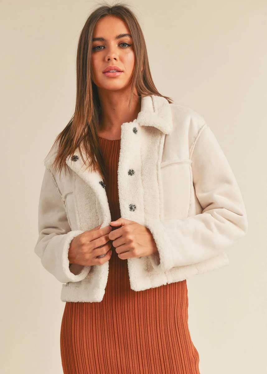 Rae Suede & Sherpa Reversible Jacket - Cream – Alice & Wonder