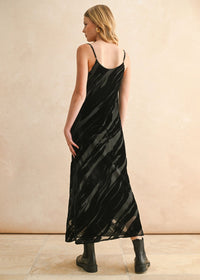 Clarisse Suede Textured Midi Dress - Black