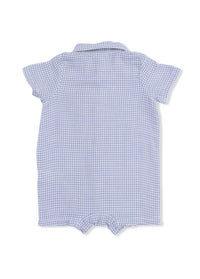 Polo Romper - Gingham Blue Blizzard