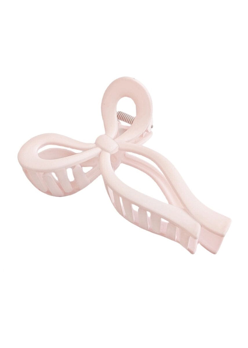 Matte Bow Hair Claw - Light Pink