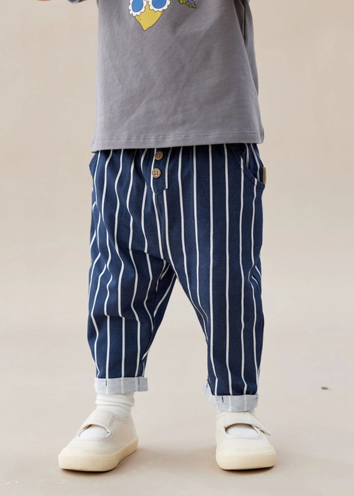 Toddler Relaxed Tapered Pant - Navy Stripes