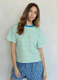 Georgia Striped Boxy Tee - Green