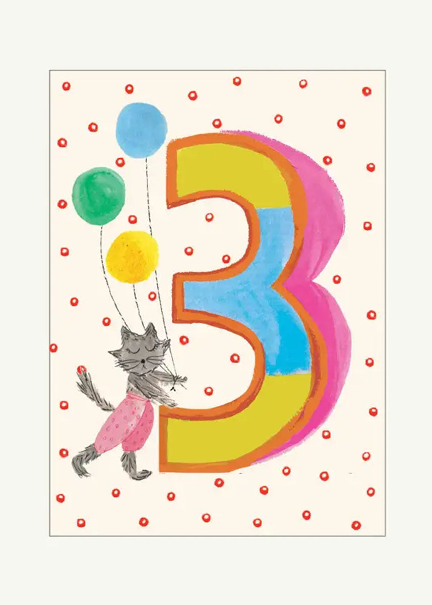 Kitty Is Three Birthday Card