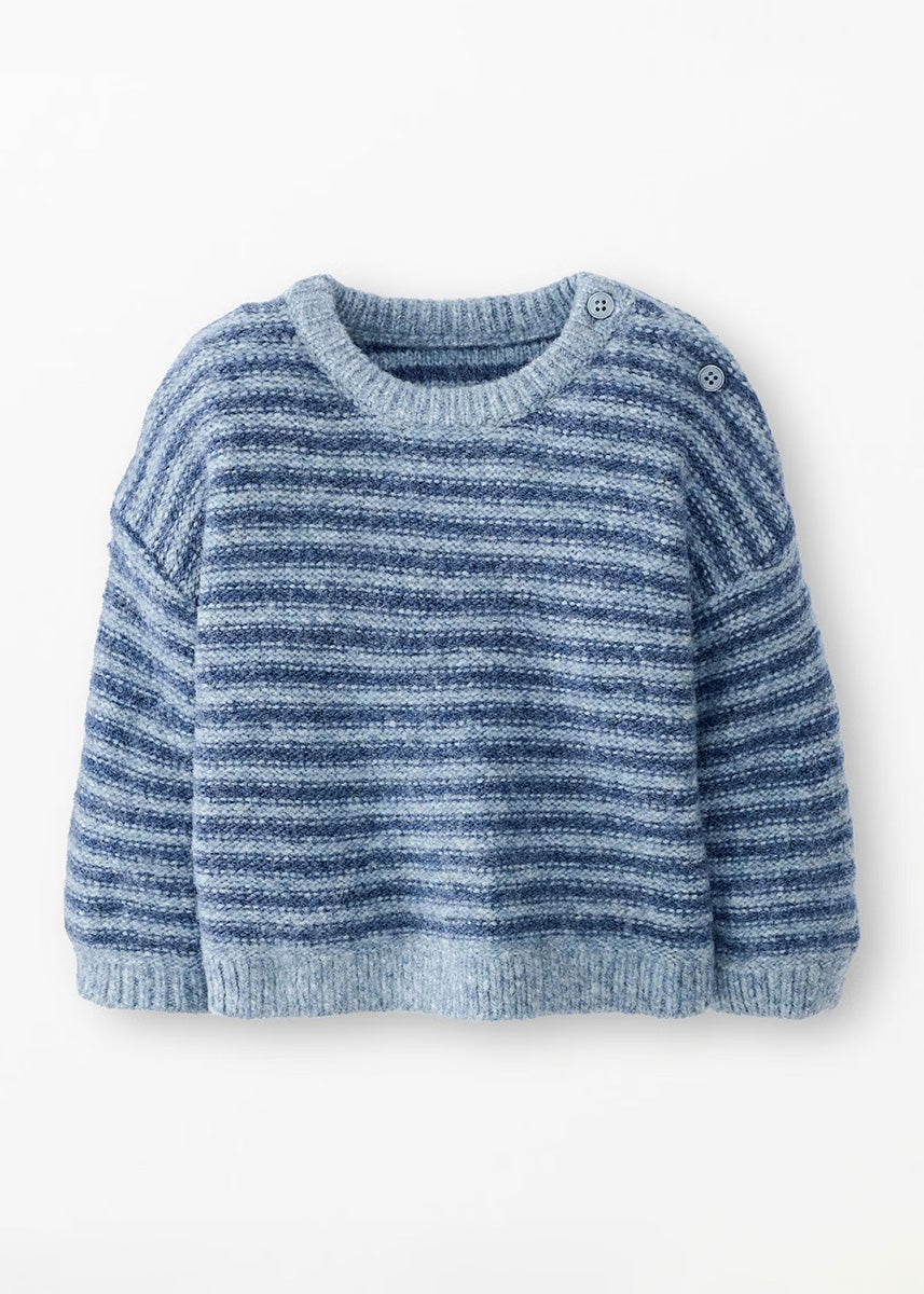 Baby Striped Pullover Sweater - Blue Melange