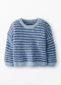 Baby Striped Pullover Sweater - Blue Melange