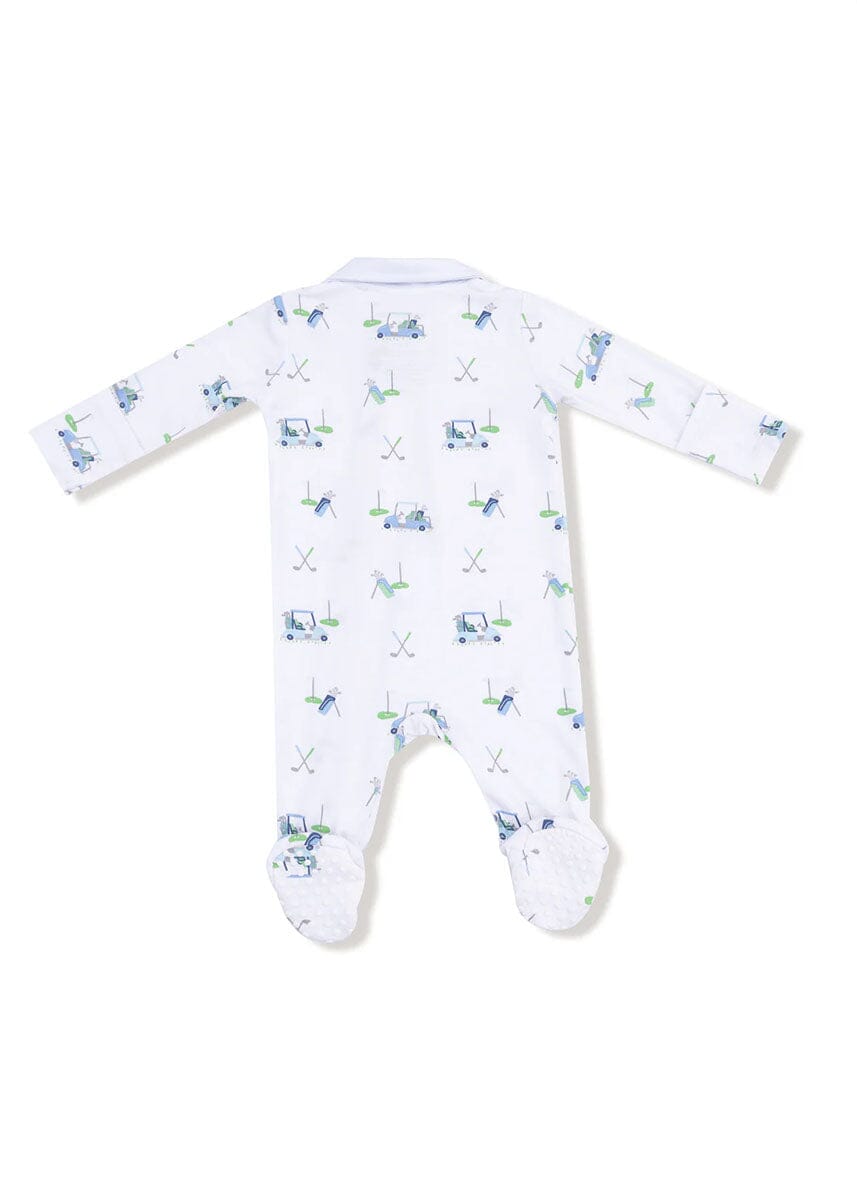 Polo 2-Way Zipper Footie - Baby Blue Golf Carts