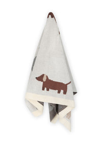 Organic Jacquard Sweater Knit Baby Blanket - Buddy Dog