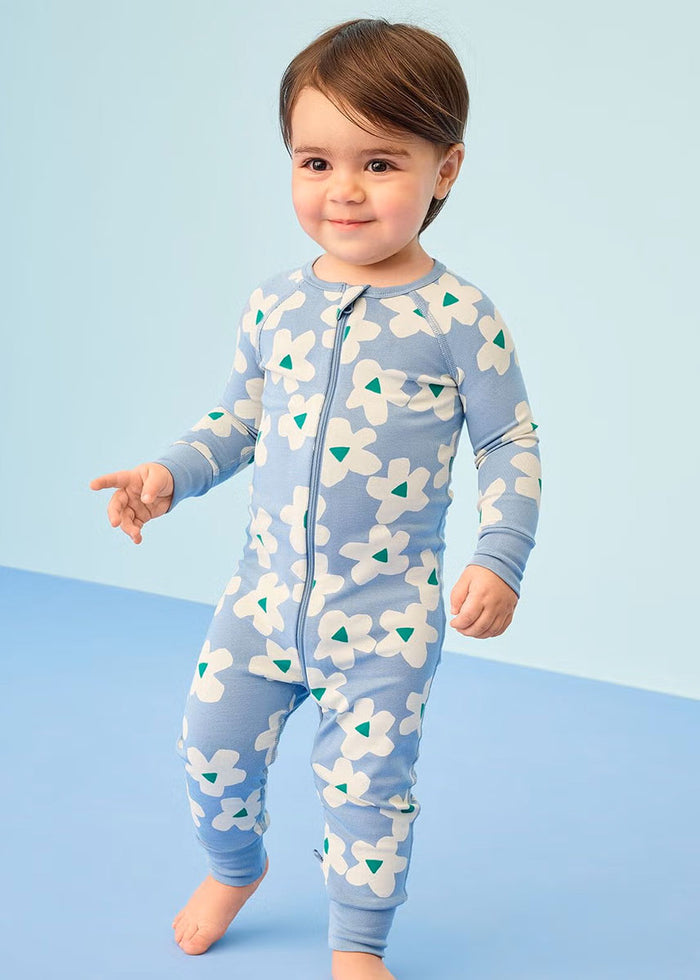 Baby 2-Way Zip Sleeper In HannaSoft - Flowers Ecru