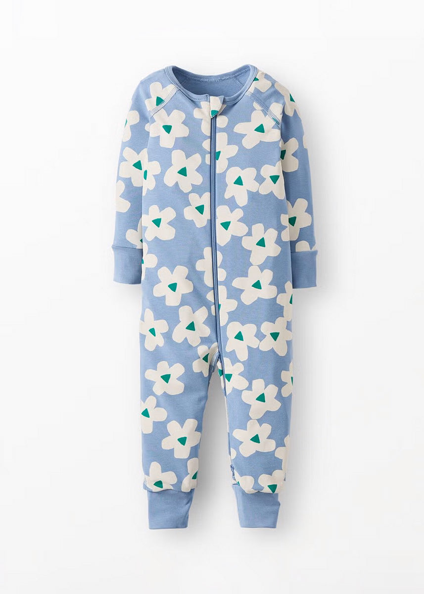 Baby 2-Way Zip Sleeper In HannaSoft - Flowers Ecru