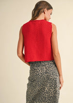 Indie Knit Tie-Front Vest - Red