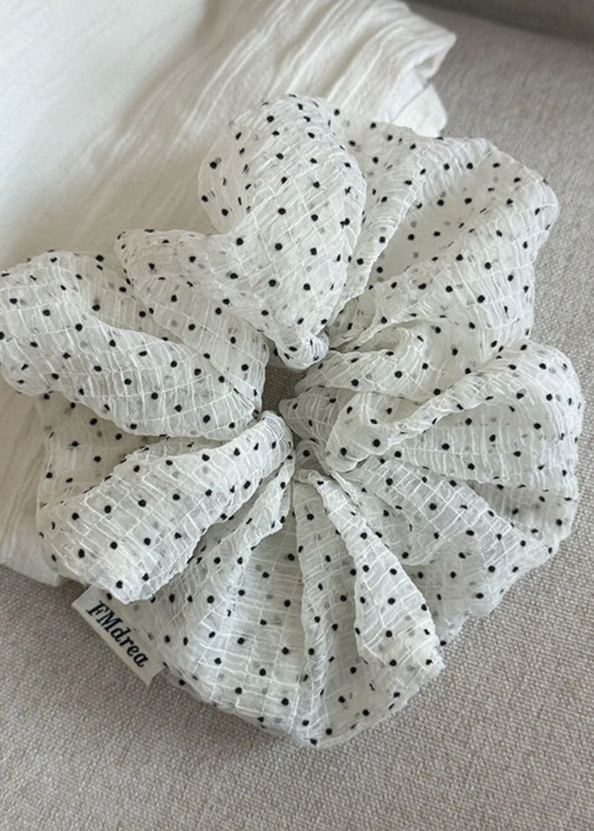 Sweet Mini Polka Dot Scrunchie - White