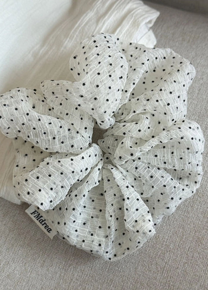 Sweet Mini Polka Dot Scrunchie - White