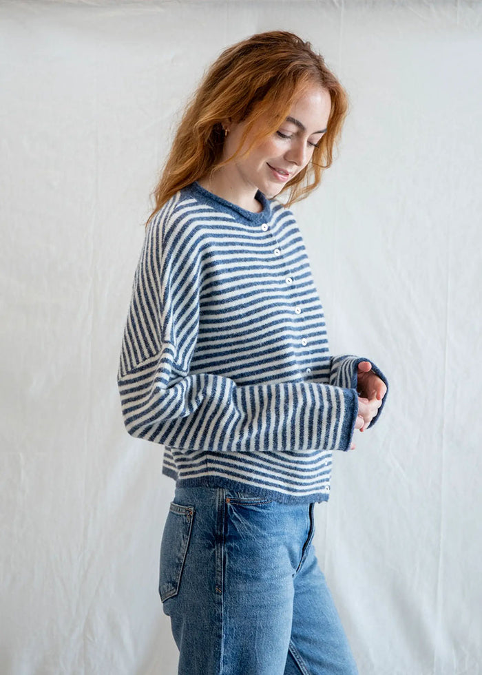 Piper Mini Striped Cardigan - Denim
