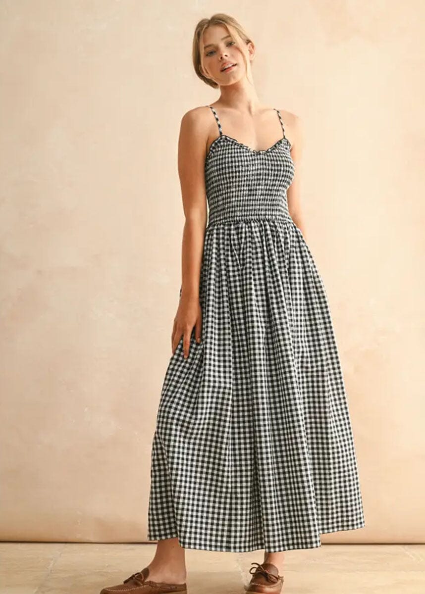 Bonnie Gingham Print Maxi Dress - Black & White – Alice & Wonder