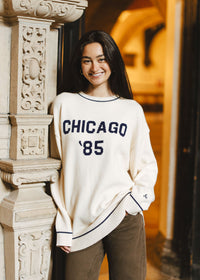 Chicago '85 Oversized Stripe Cuff Sweater - Cream