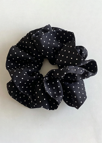 Micro Dot Satin Scrunchie - Black