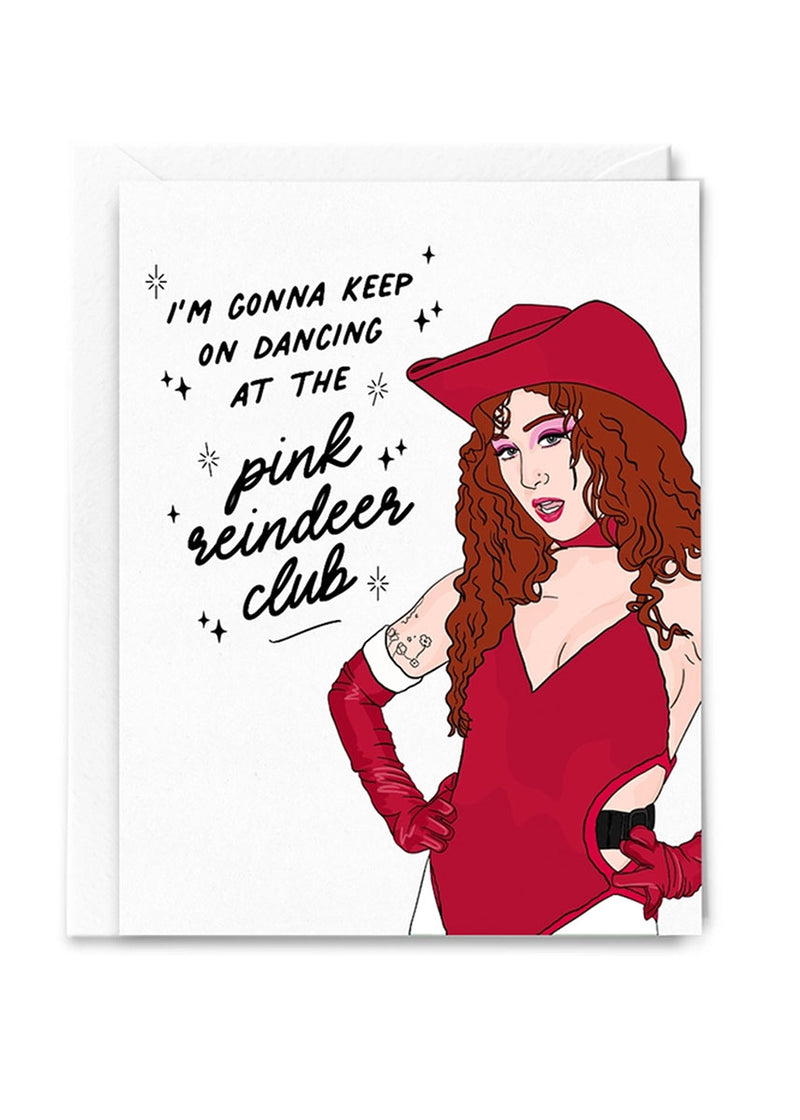 Pink Reindeer Club Holiday Card