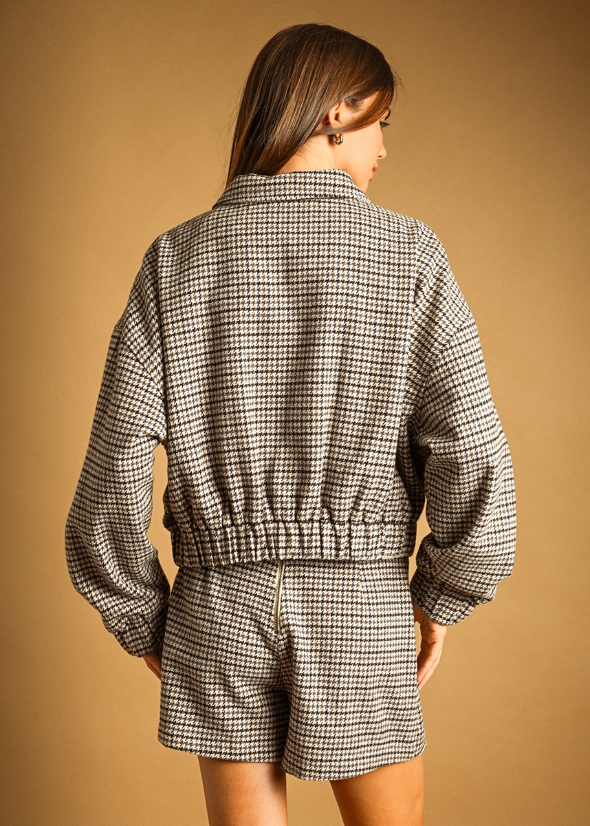 Drew Houndstooth Jacket - Brown Black