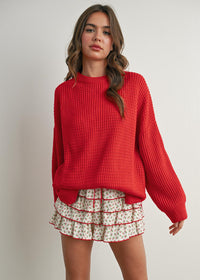 Amora Classic Waffle Top - Red