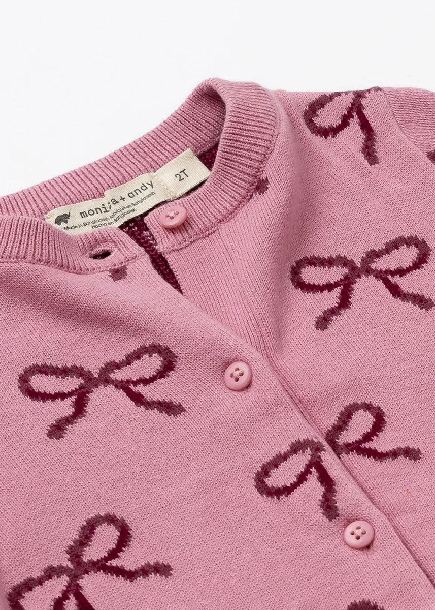 Cutie Cardigan & Pants Set - Pink Ribbons