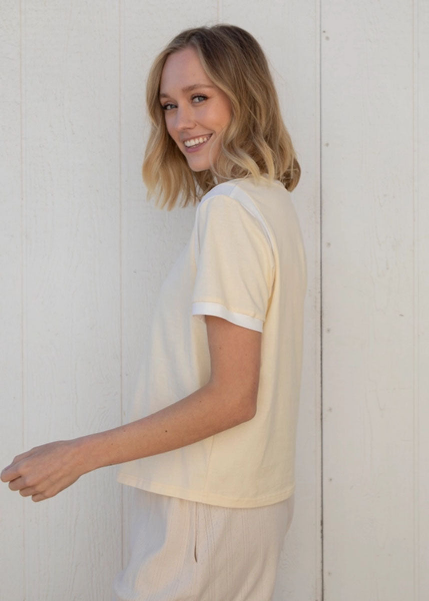 Aly Contrast Tee - Butter