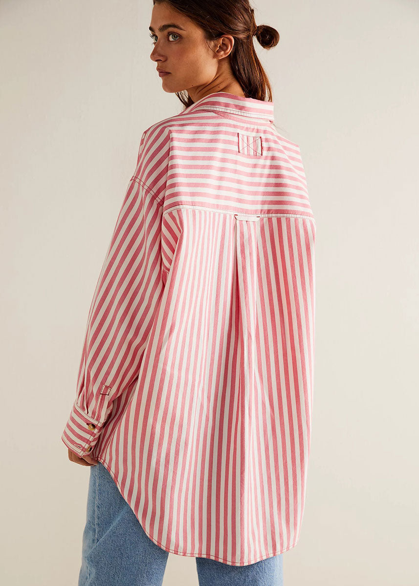 Freddie Striped Shirt - Coral Combo