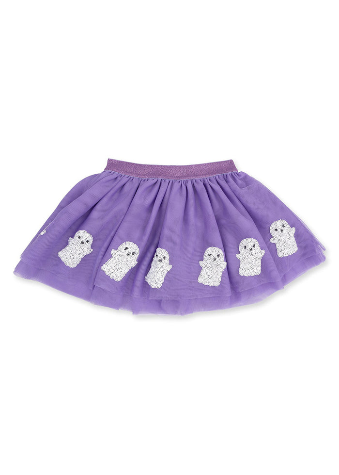 Tutu Skirt With Bike Shorts - Purple Ghosts