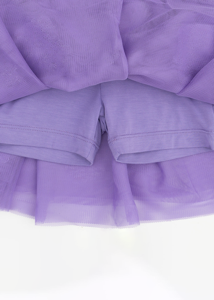Tutu Skirt With Bike Shorts - Purple Ghosts