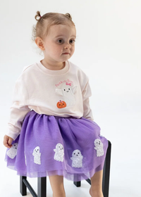 Tutu Skirt With Bike Shorts - Purple Ghosts