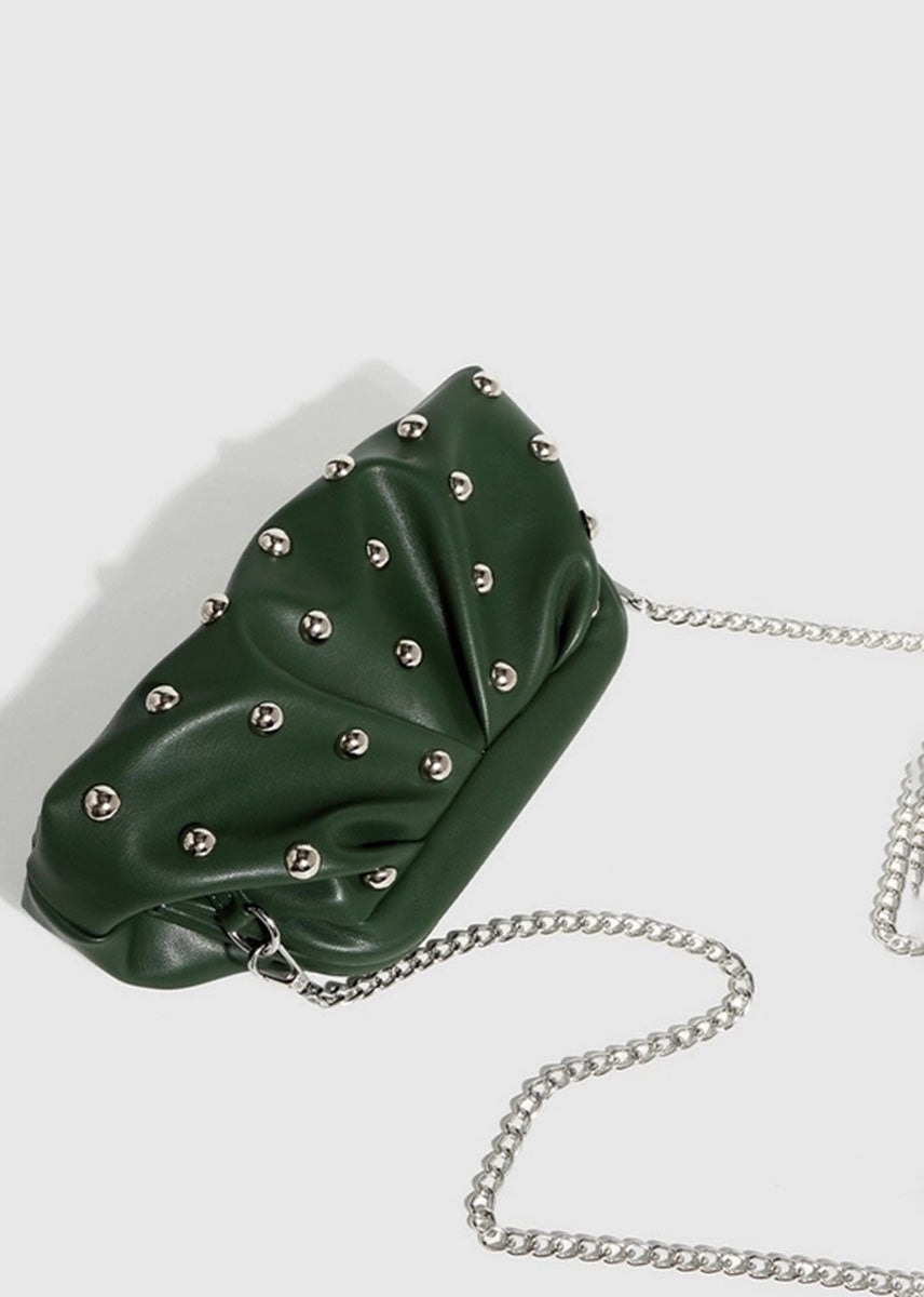 Studded Dumpling Clutch - Green