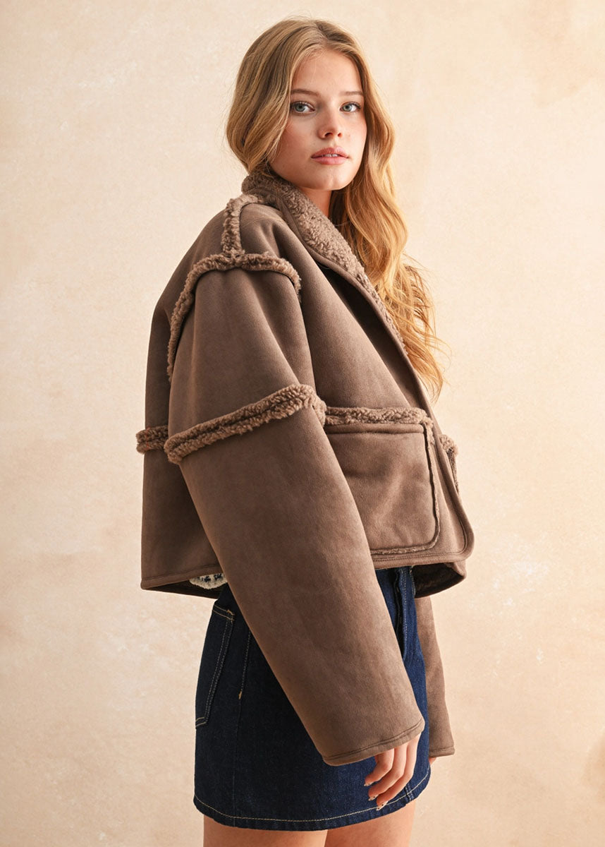 Cedar Reversible Suede & Sherpa Jacket - Espresso – Alice & Wonder