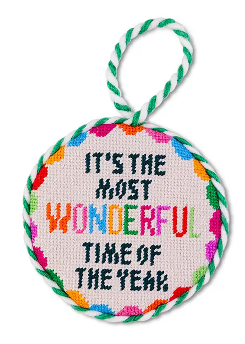 Wonderful Time Needlepoint Ornament