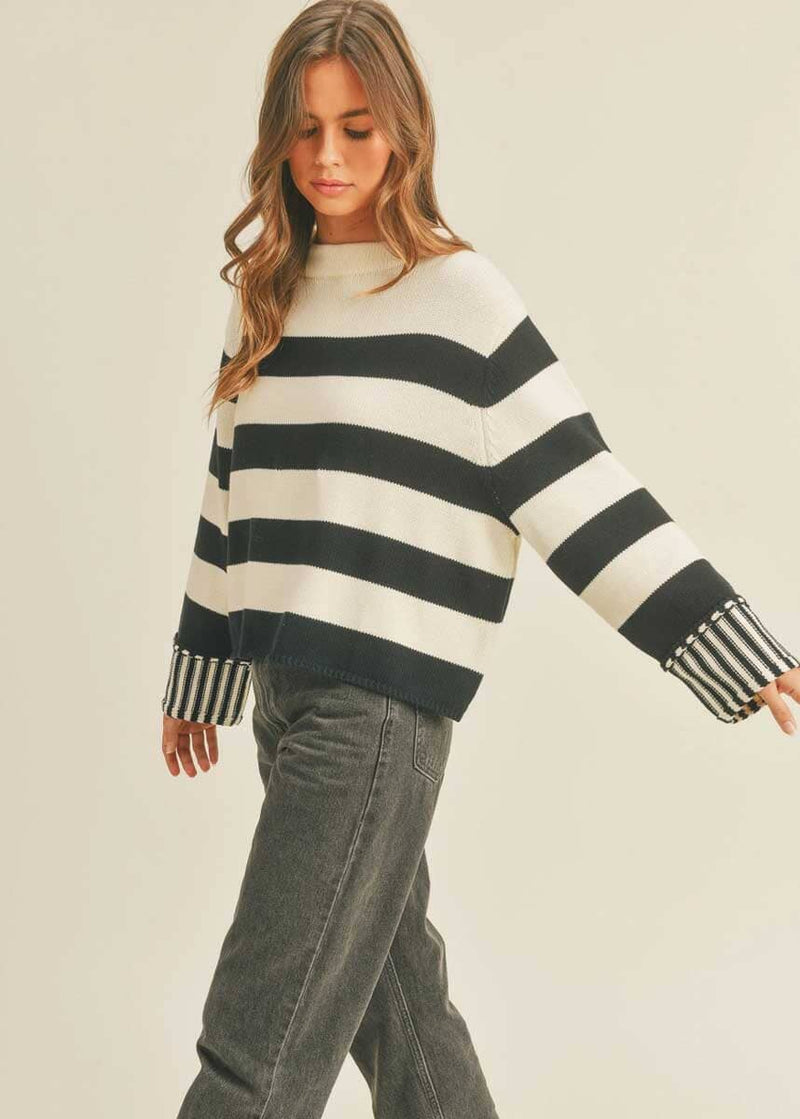 Melrose Striped Sweater - Black & White
