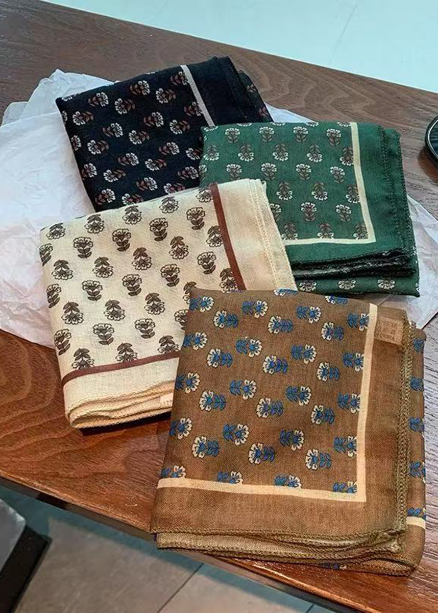 Floral Square Scarf - Green