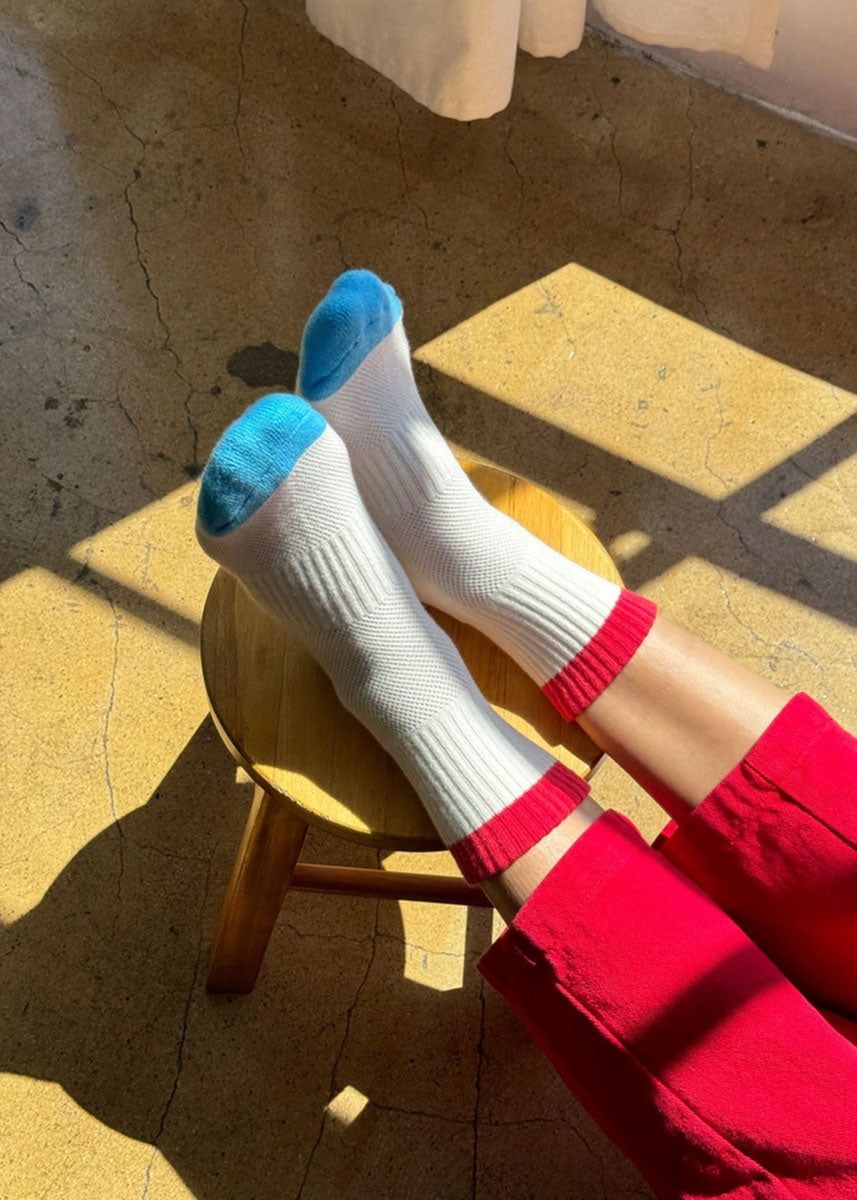Color Block Girlfriend Socks - Blue Red