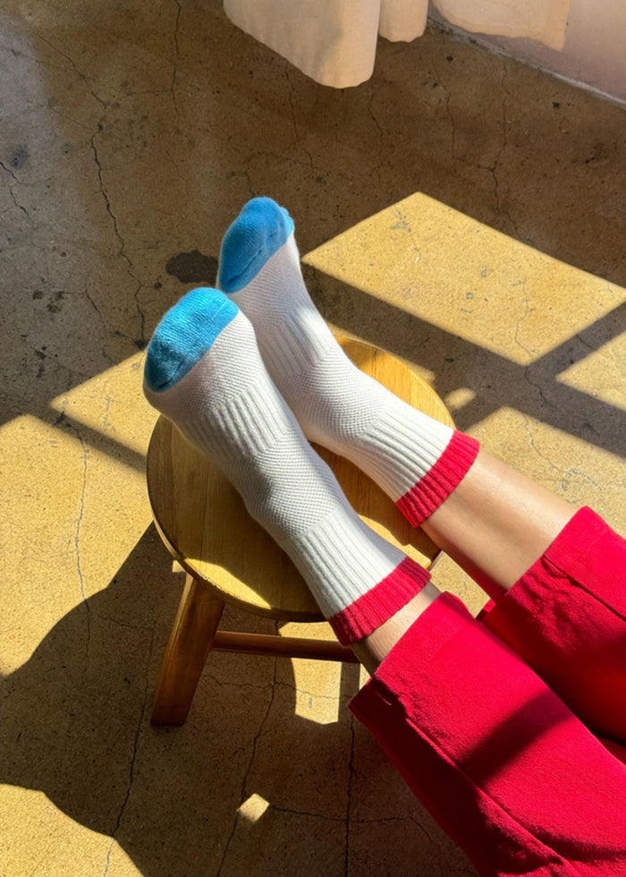 Color Block Girlfriend Socks - Blue Red
