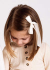 Small Satin Bow Sash Clip - Cream