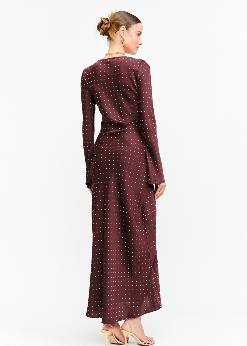 Georgie Polka Dot Dress - Burgundy