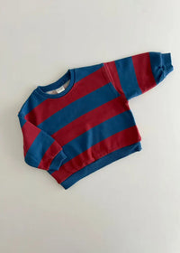 French Terry Stripe Sweatshirt - Blue & Brick