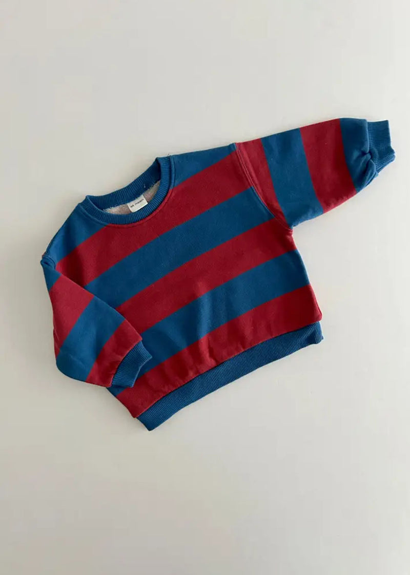 French Terry Stripe Sweatshirt - Blue & Brick